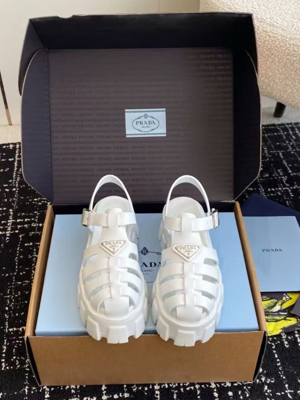 Prada White Monolith Fisherman Chunky Platform Sandals